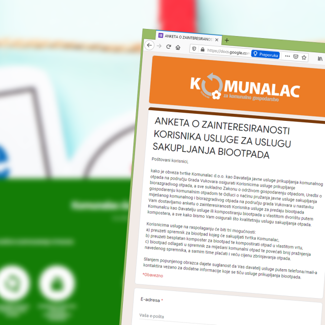 Anketa o zainteresiranosti Korisnika usluge za uslugu odvojenog sakupljanja biootpada